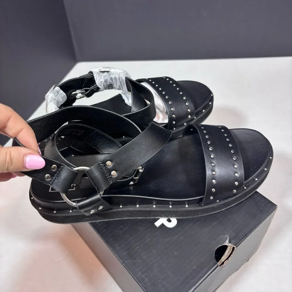 Shu Shop Cameron Black Studded Ankle Strap Sandals NEW in Box size 8.5